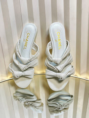 THREE STRAPS MULE IN WHITE CALFSKIN