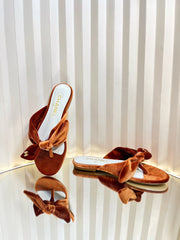 LACE SANDALS IN RUSSET BROWN VELVET