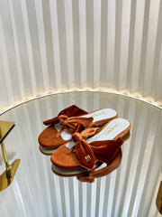 LACE SANDALS IN RUSSET BROWN VELVET