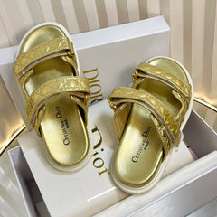 DIORACT SLIDES 25MM IN GOLD PATENT CALFSKIN