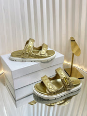 DIORACT SLIDES 25MM IN GOLD PATENT CALFSKIN