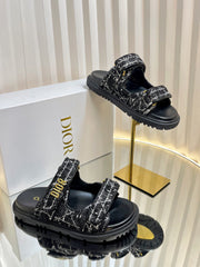 DIORACT SLIDES 25MM IN BLACK TWEED