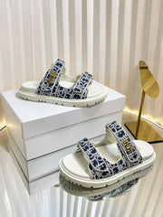 DIORACT SLIDES 25MM IN NAVY BLUE TWEED