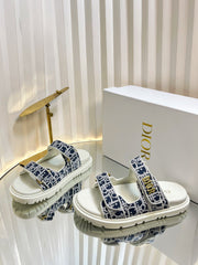 DIORACT SLIDES 25MM IN NAVY BLUE TWEED