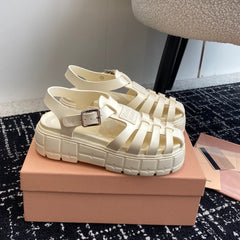 ROMAN THICK-SOLED SANDALS WHITE CREAM CALFSKIN