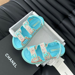 Dad Sandals Sheepskin Azure Blue