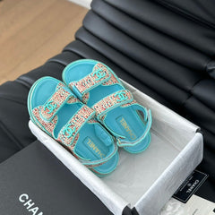 Dad Sandals Sheepskin Azure Blue
