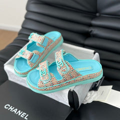 Mule Sandals Sheepskin Azure Blue