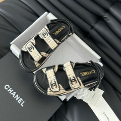 Dad Sandals Sheepskin Beige Black