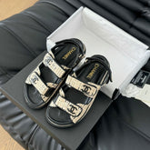 Dad Sandals Sheepskin Beige Black