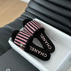 Sheepskins Knit Slippers Black Pink