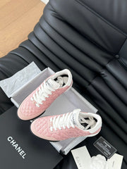 CC SNEAKER IN LIGHT PINK MIX WHITE EMBROIDERED LAMBSKIN