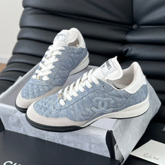 CC SNEAKER IN LIGHT BLUE MIX WHITE EMBROIDERED LAMBSKIN