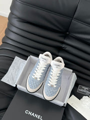 CC SNEAKER IN LIGHT BLUE MIX WHITE EMBROIDERED LAMBSKIN