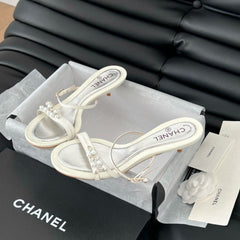 PEARL SANDAL IN WHITE LAMBSKIN 35 MM