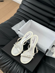 PEARL SANDAL IN WHITE LAMBSKIN 35 MM