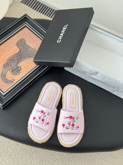 SLIPPERS IN LIGHT PINK SHEEPSKIN MIX FABRIC AND STRAPS BASE