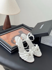 HIGH HEELS SANDALS IN WHITE SHEEPSKIN