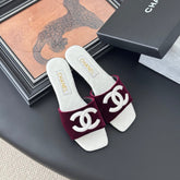 SLIPPER IN WHITE CALFSKIN MIX RED VELVET