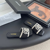 SLIPPER IN BLACK CALFSKIN MIX WOOL