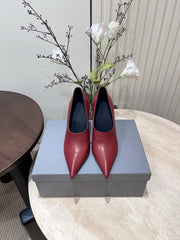 CURVED HEEL DEEP MOUTH PUMPS IN CADILLAC CALFSKIN