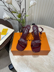 6AM HIGH SANDAL 95 MM IN WINE RED PATENT LAMBSKIN