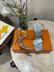 6AM HIGH SANDAL 95 MM IN SILVER LAMBSKIN