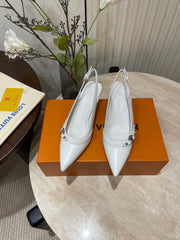 HIGH SLINGBACKS 5 CM IN WHITE CALFSKIN