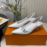 HIGH SLINGBACKS 5 CM IN WHITE CALFSKIN