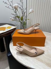 HIGH SLINGBACKS 5 CM IN BEIGE CREAM CALFSKIN