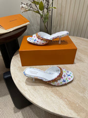 HIGH 5 CM MULES IN WHITE MONOGRAM LAMBSKIN