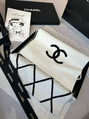 SCARF 180 CM IN BLACK MIX WHITE CASHMERE 401971