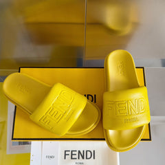 FENDI ROMA SLIDES IN SUNSHINE YELLOW FUSSBETT LAMBSKIN