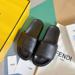 FENDI ROMA SLIDES IN BLACK FUSSBETT LAMBSKIN