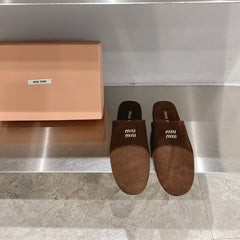 Mules Slippers Pecan Color Lambskin