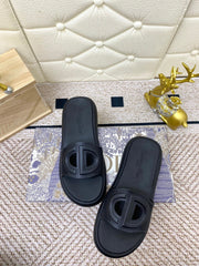 DIOR FLAT SLIDES 25S IN BLACK TPU