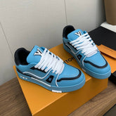 LV WOMEN'S TRAINER IN CERULEAN BLUE CALFSKIN