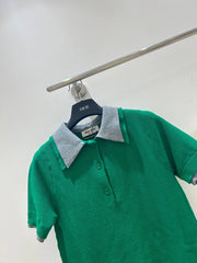 MIUMIU SHORT-SLEEVE KNIT POLO SHIRT STYLE 202