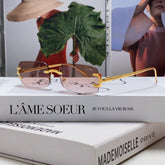 SANTOS RIMLESS RECTANGULAR FRAME SUNGLASSES 562068 IN METAL