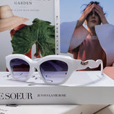 LOGO CAT EYE SUNGLASSES 513007 IN WHITE ACETATE WAVY FRAME