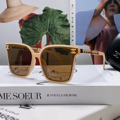 SQUARE SUNGLASSES 632884 IN BEIGE CLEAR ACETATE