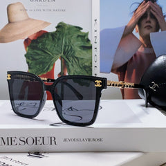 SQUARE SUNGLASSES 632886 IN BLACK ACETATE METAL FRAME EMBOSSED LOGO