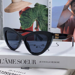 GLIMPSE CAT EYE SUNGLASSES 555886 IN BLACK ACETATE