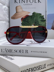 BLACKWOOD SUNGLASSES 567457 IN RED ACETATE GOLD METAL