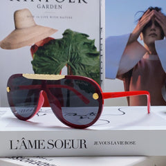 BLACKWOOD SUNGLASSES 567457 IN RED ACETATE GOLD METAL