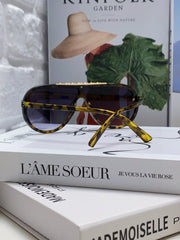 BLACKWOOD SUNGLASSES 567459 IN YELLOW HAVANA ACETATE GOLD METAL