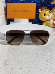 SIGNATURE SQUARE SUNGLASSES 567475 IN GOLD METAL BROWN SMOKE LENSES