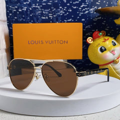 PILOT SUNGLASSES 571634 IN GOLD METAL BROWN LENSES MONOGRAM LOGO