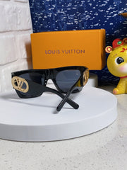LINK SQUARE SUNGLASSES 570276 IN BLACK ACETATE GOLD LOGO