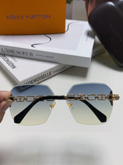 CHAIN SQUARE SUNGLASSES 570259 IN GOLD METAL GREY YELLOW SMOKE LENS